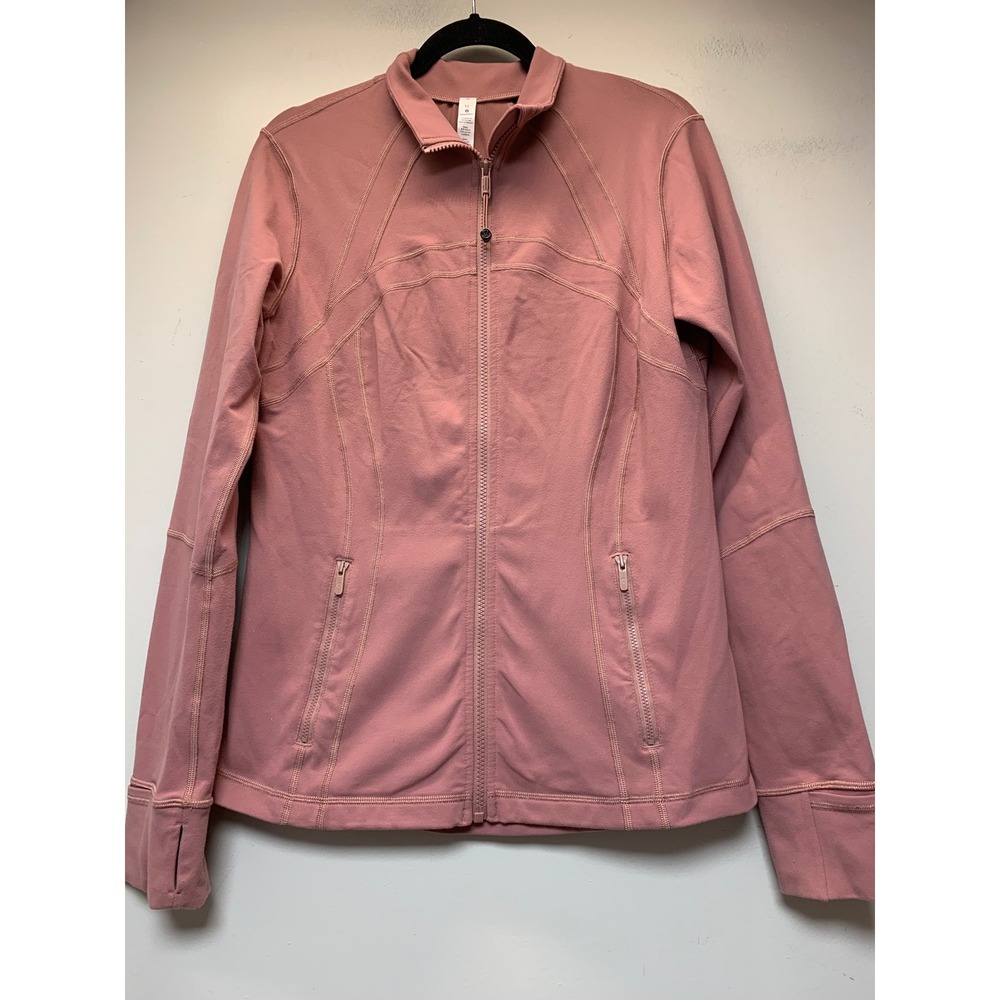 Lululemon Define Jacket Women 12 Pink Excellent Full Zip Activewear Thumbholes